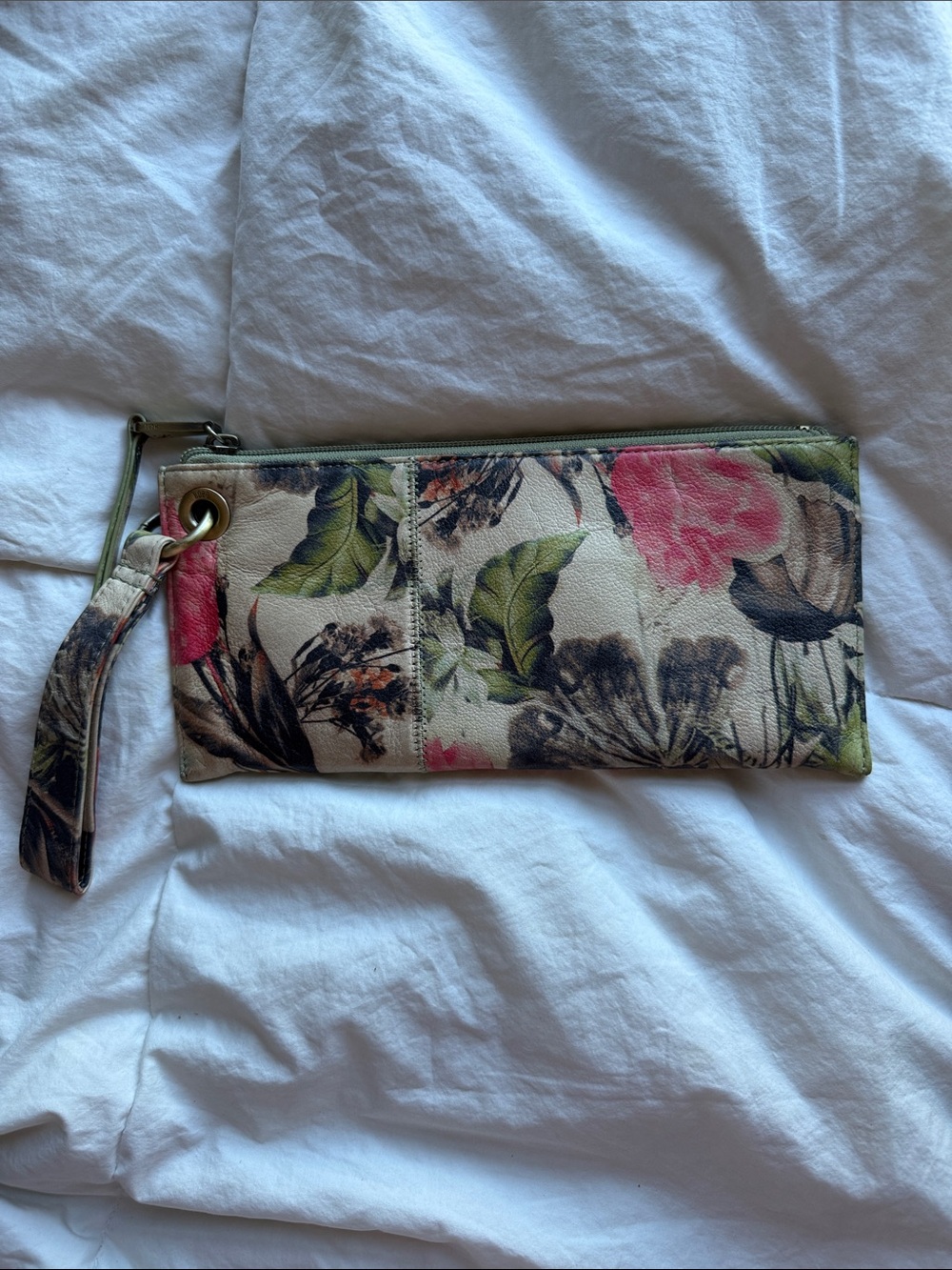 Floral Print Wristlet Clutch - Pink & Green
